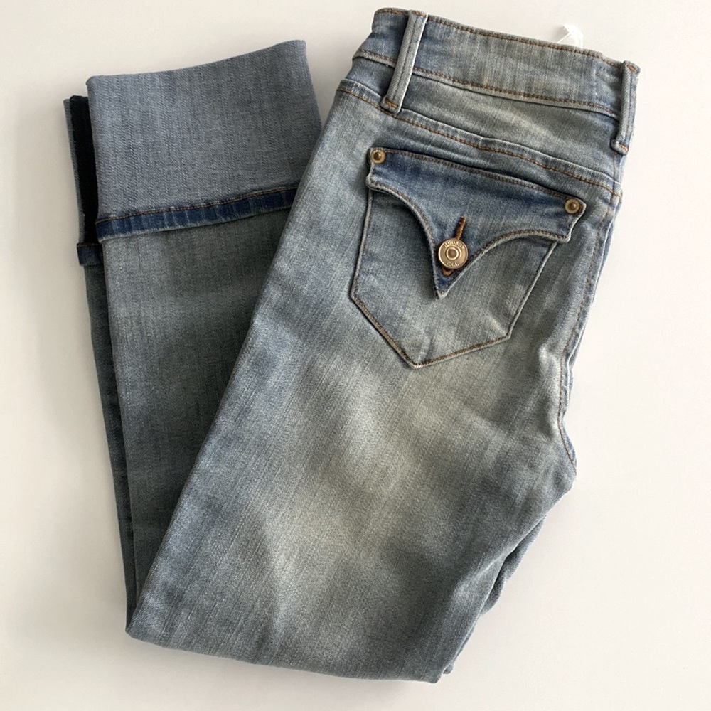 Hudson Jeans Girls Skinny Crop Roll Cuff Ripped Stretchy New